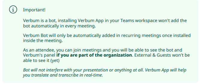 Verbum Teams User guide IMPORTANT